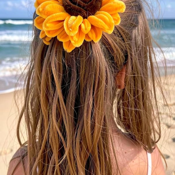 Sunflower Hair Clip Handmade From Pipe Cleaner Perfect for Beach Or Summer Gifts