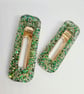 Green and Gold Chunky Hairclips  - Image 3