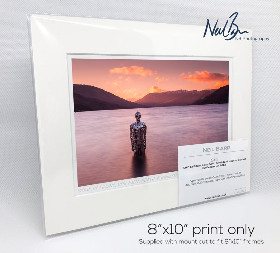 Still, mirror man sculpture, Loch Earn, St Fillans - A5 (10"x8") Unframed Print