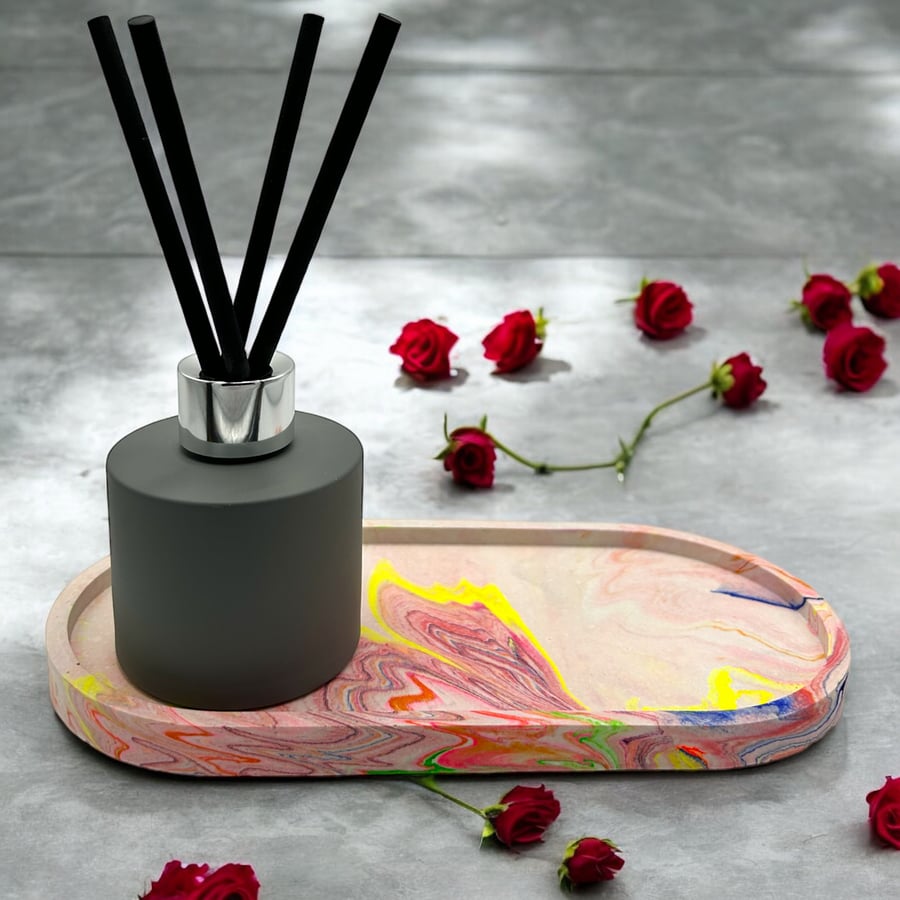 Oval Multicolour Decorative Trinket Tray - Autumn Colours Catchall Tray