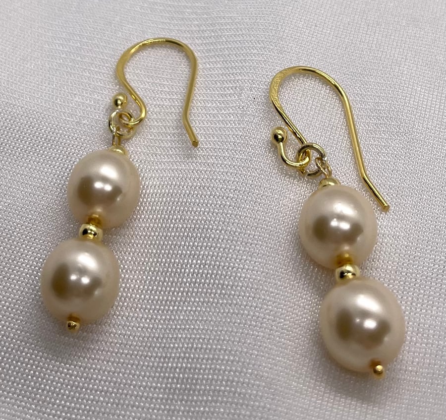 Cream Pearl and Vermeil Gold Earrings 