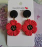 Handmade Polymer Clay Poppy Earrings.  316 Stainless Steel. Remembrance Day