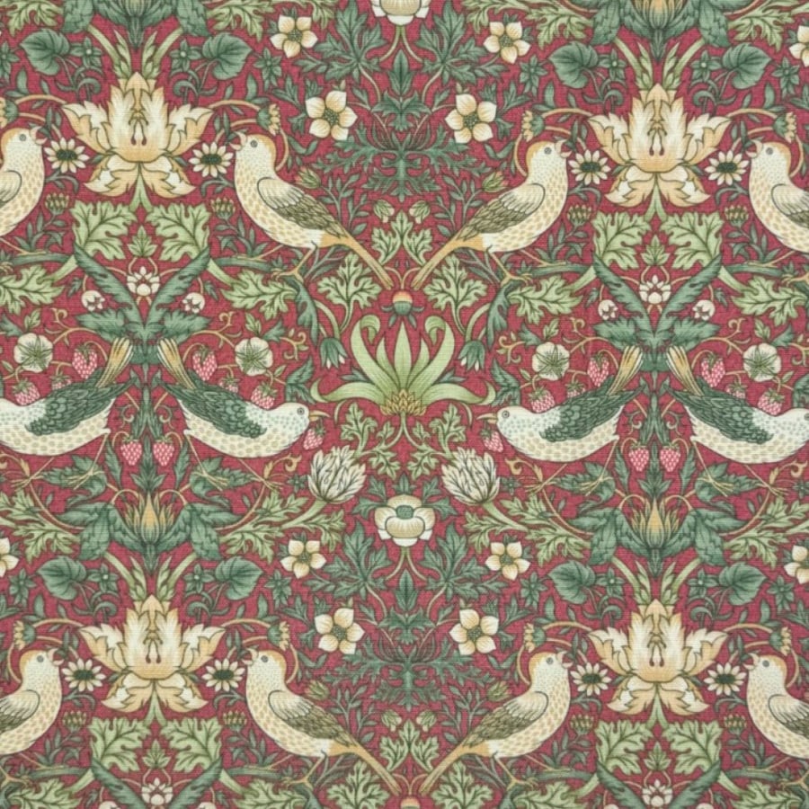 William Morris Water Resistant Tablecloths 100 x 145cm Strawberry Thief Crimson