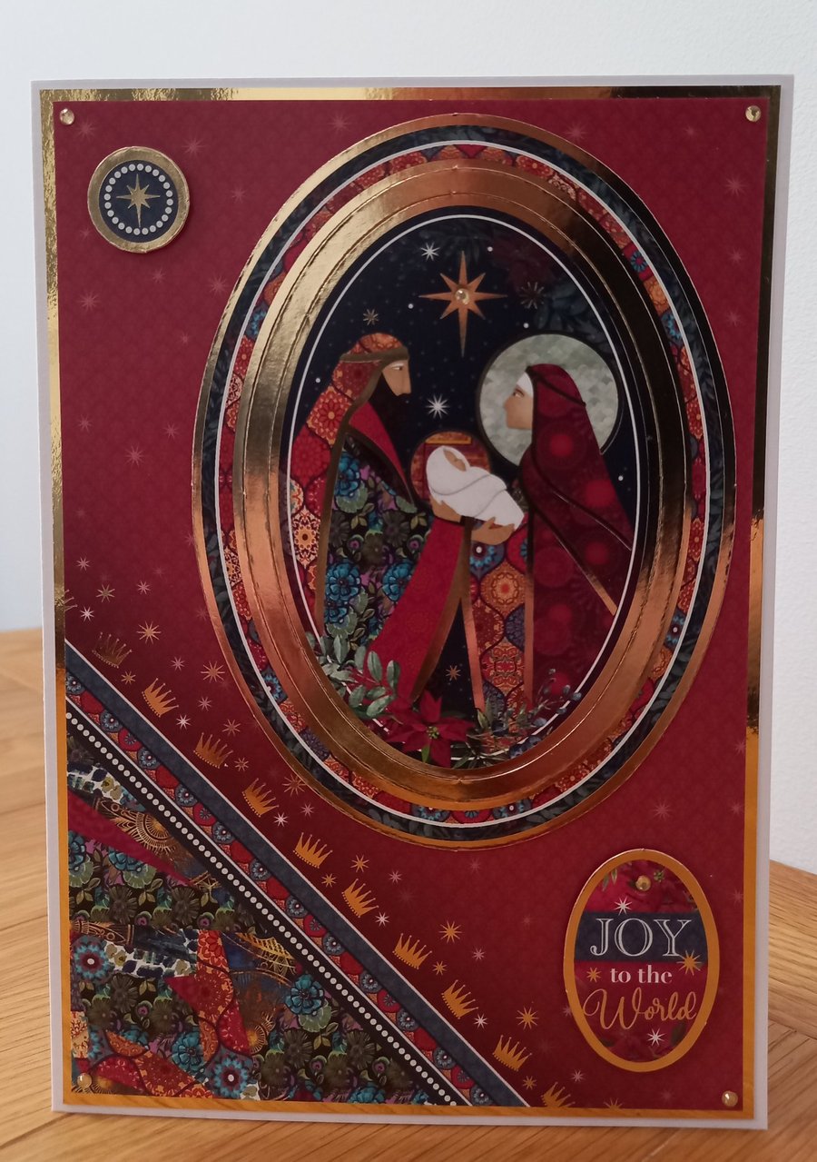 Peace on Earth handmade Christmas Card - Joy To The World