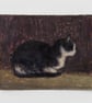 Original Cat Painting - Small Black and White Cat Artwork