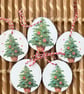 Set of 5 Christmas tree decorations, festive wooden ornaments, baubles or tags - Image 1