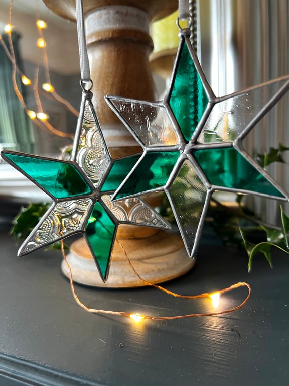 Forest Green star stained glass Christmas decoration - perfect Christmas gift
