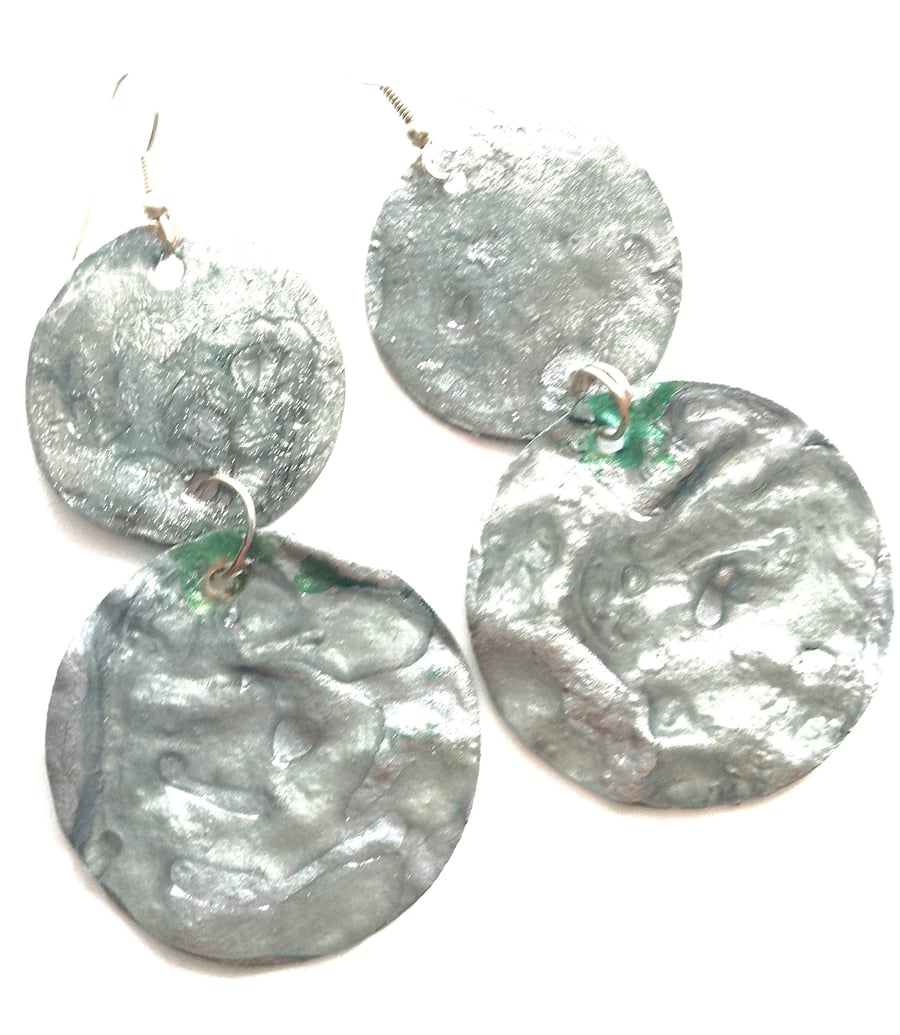 Gorgeous Silver Colour (with subtle Green) Earrings - Extremely Lightweight!