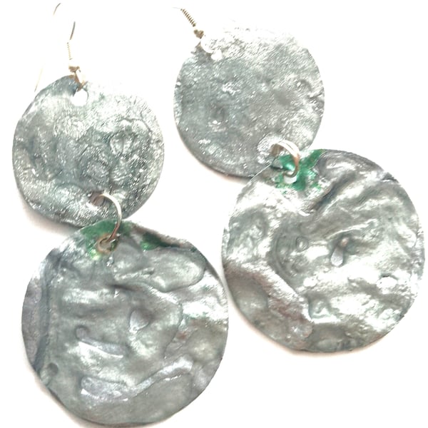 Gorgeous Silver Colour (with subtle Green) Earrings - Extremely Lightweight!