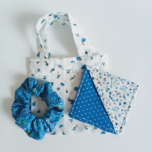 Beautiful Bundle Gift set, blue floral gift bag, gift set for friend