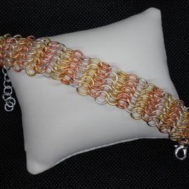 Three tone euro 4 in 1 weave bracelet