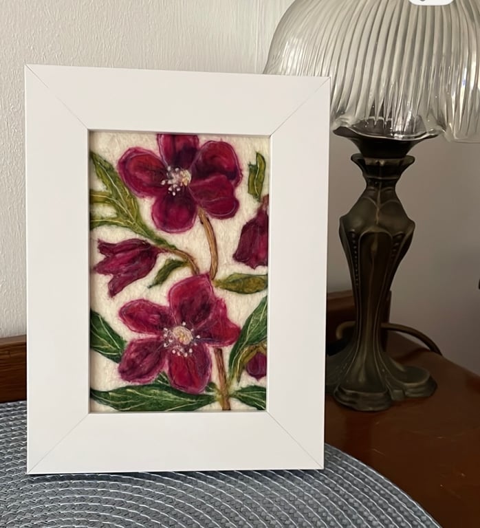 Hand felted Hellebore Textile Artwork 