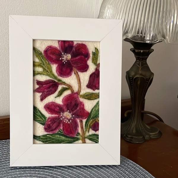 Hand felted Hellebore Textile Artwork 