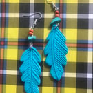 Turquoise feather earrings