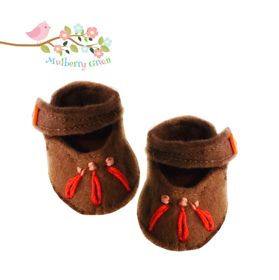 Chocolate Orange Embroidered Shoes