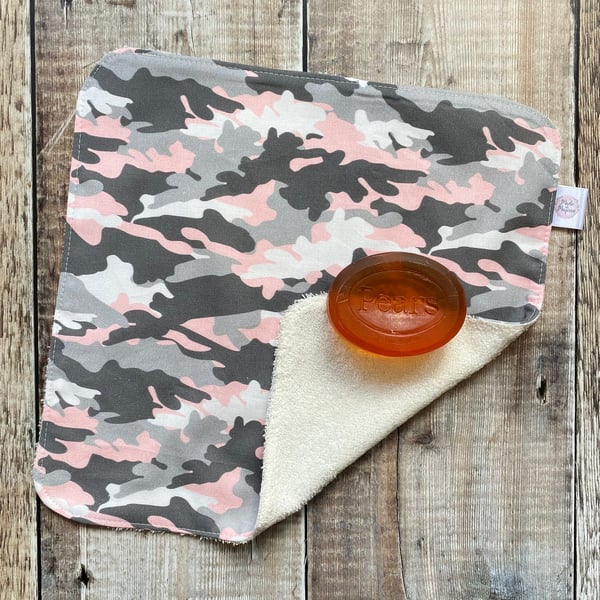 Organic Bamboo Cotton Wash Face Wipe Cloth Flannel Grey Charcoal Pink Camouflage