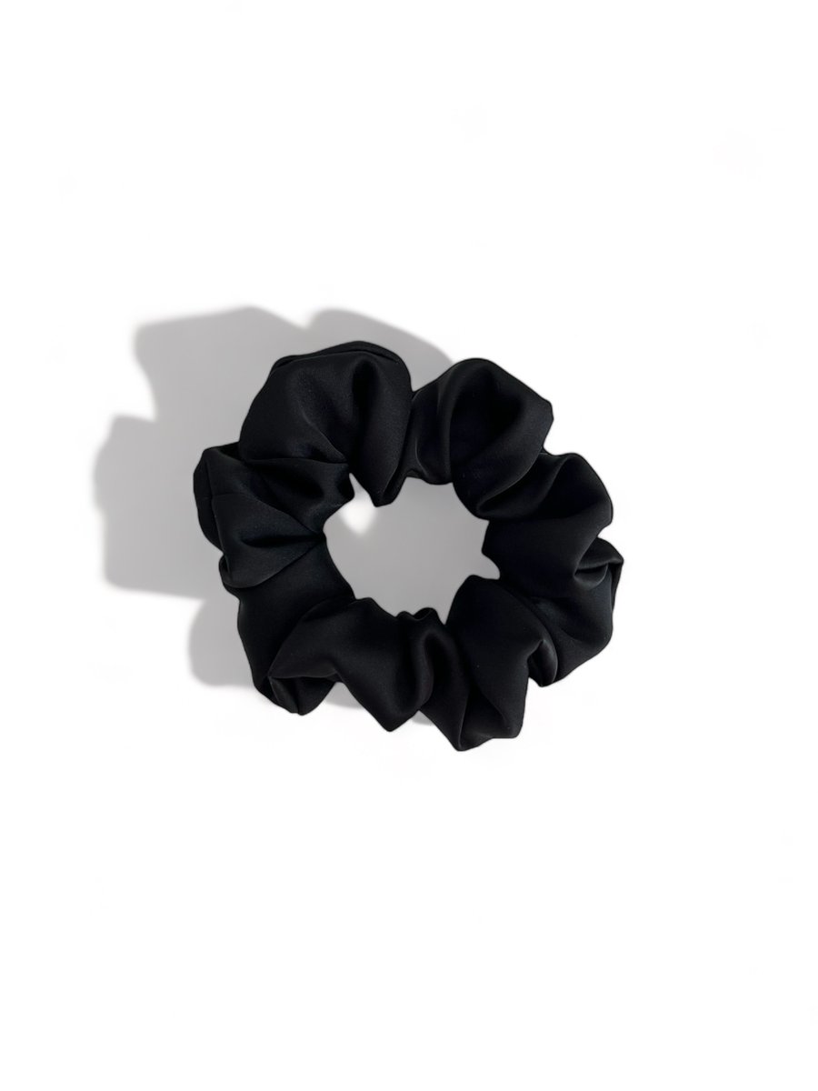 Black Satin Scrunchie - Large
