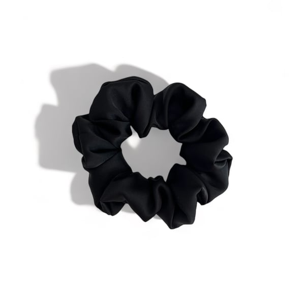 Black Satin Scrunchie - Large