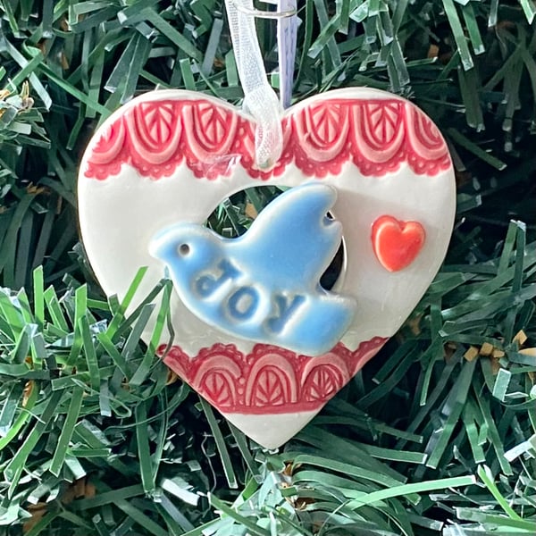 Small JOY heart decoration red