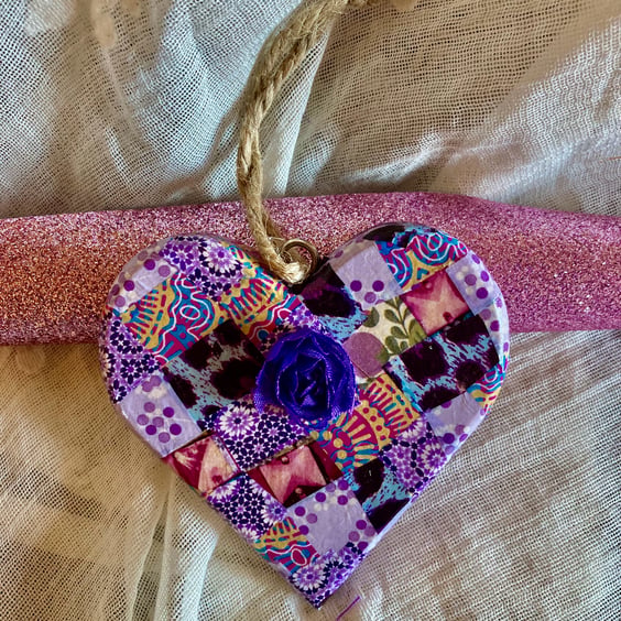 Wooden decopatch purple  heart
