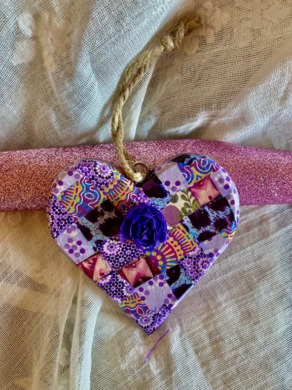Wooden decopatch purple  heart