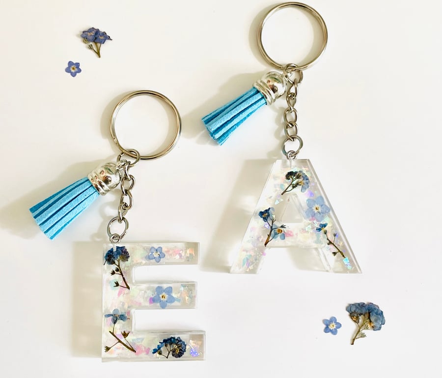 Personalised initial keyring, book bag charm, gift for him 