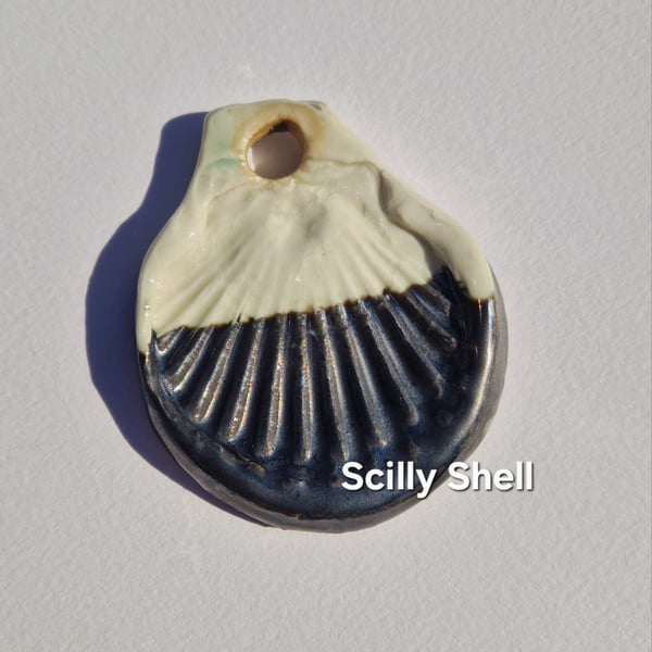 Ceramic bag charm - St.Martins Clam shell