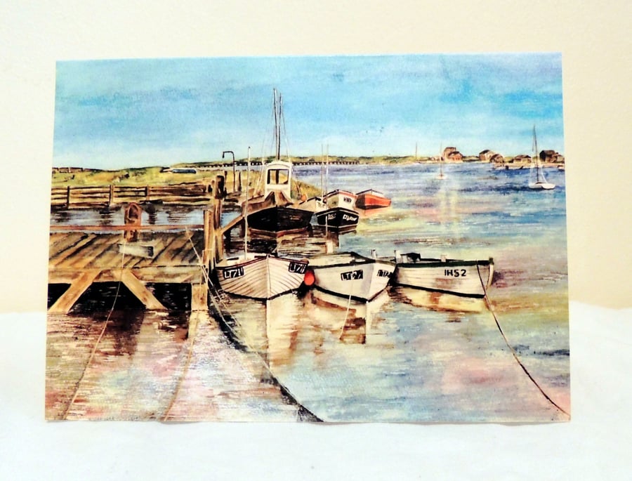 Southwold Seascape Harbour Scene Card from Original Watercolour Painting