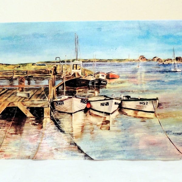 Southwold Seascape Harbour Scene Card from Original Watercolour Painting