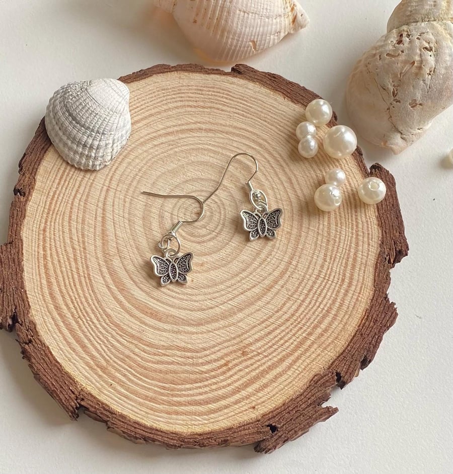 Silver Butterfly Earrings Symbol of Transformation Isola Charms