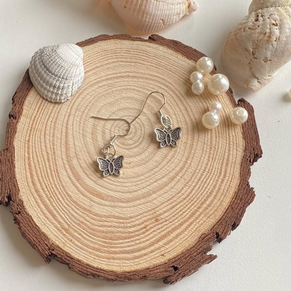 Silver Butterfly Earrings Symbol of Transformation Isola Charms