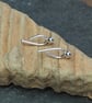 Silver argentium arc stud earrings, handmade recycled silver arc studs - Image 3