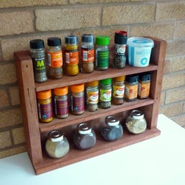 Rustic Wooden Spice Rack - Rosewood Stain Finish