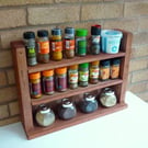 Rustic Wooden Spice Rack - Rosewood Stain Finish