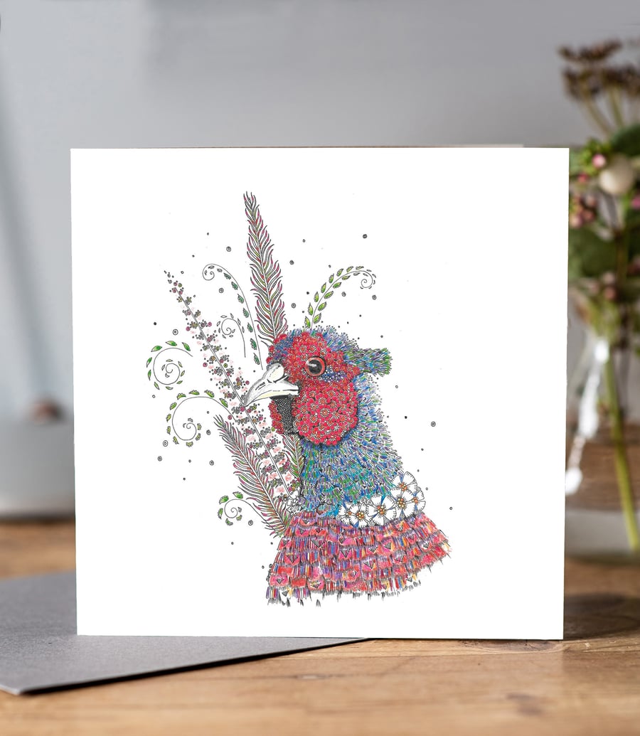 Floral Pheasant Greeting card 