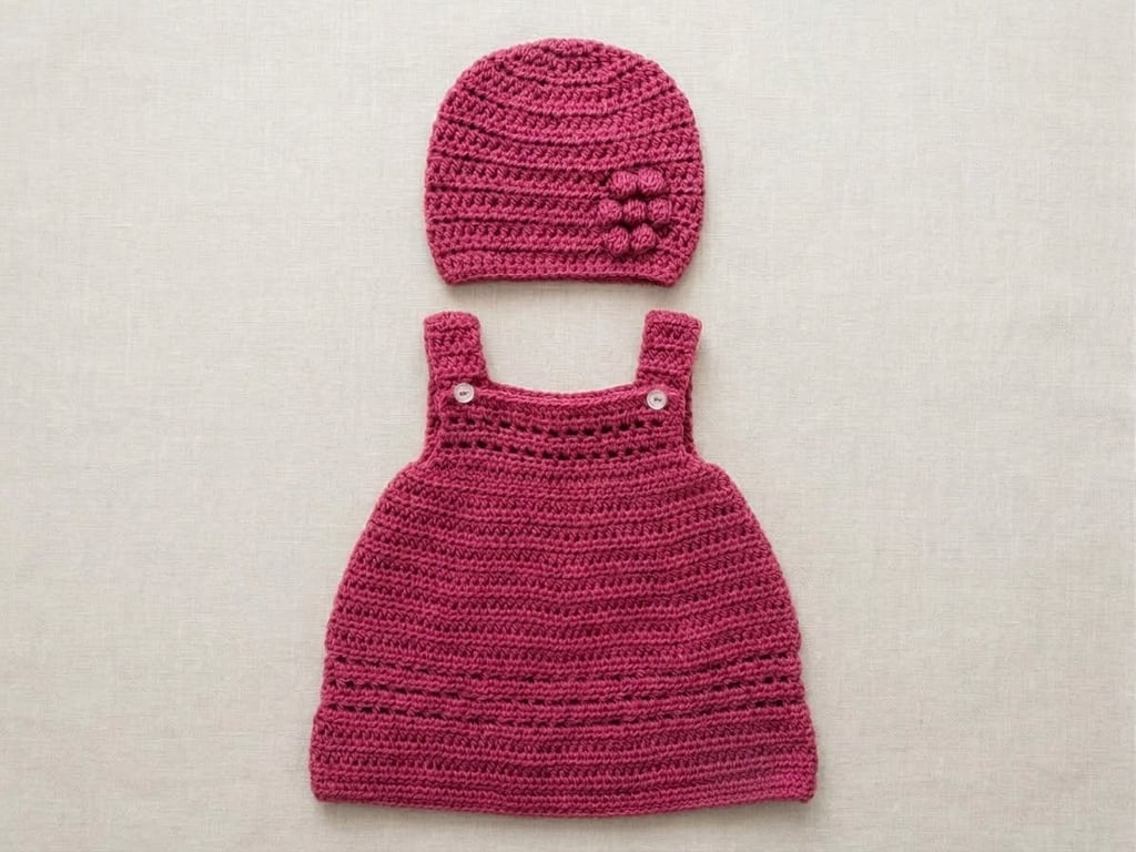 Baby pinafore dress and matching hat- baby gift set