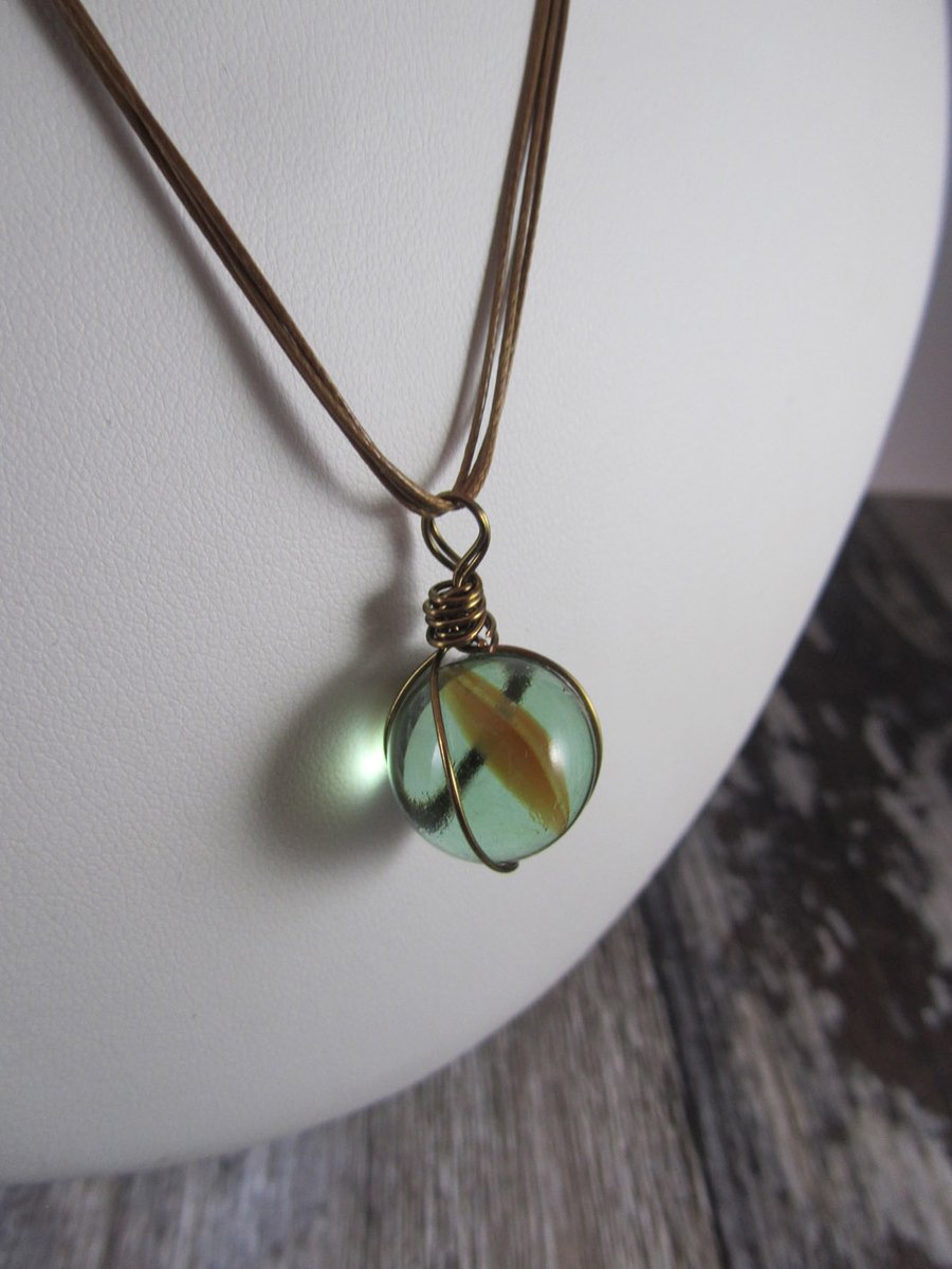Brown Marble Pendant, Marble Necklace, Wire Wrapped Pendant Necklace.