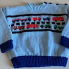 Cars Jumper, Age 3 years jumper, Handmade in the UK