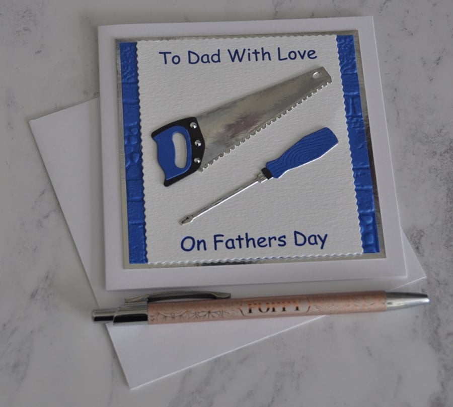 Father's Day Card DIY Tools Hand Saw Screwdriver To Dad With Love 3D Luxury