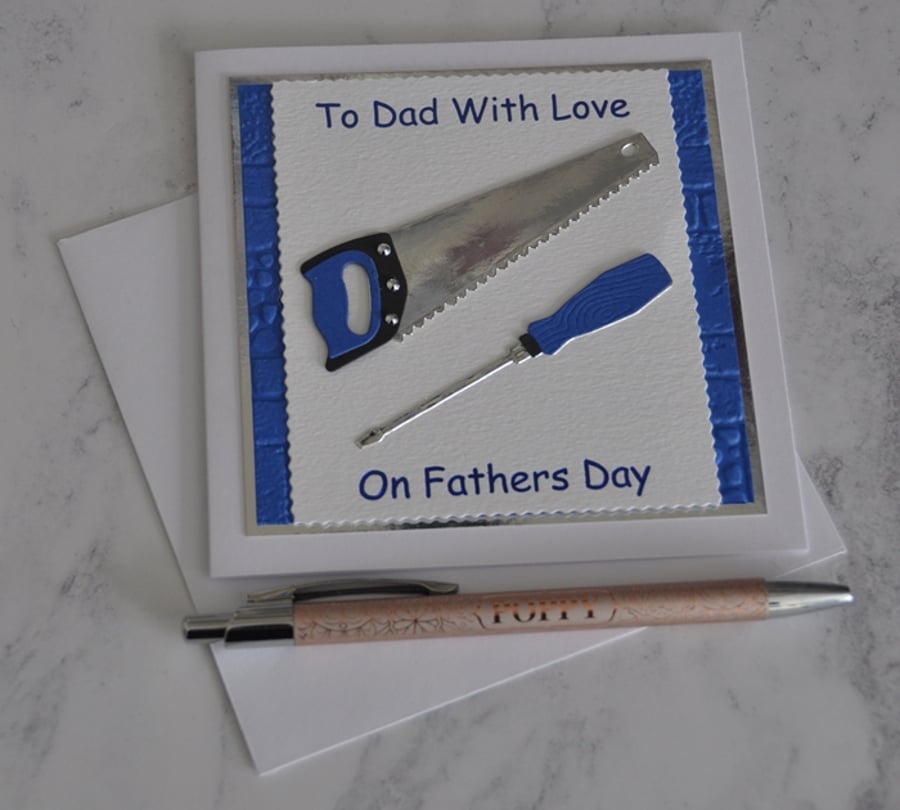 Father's Day Card DIY Tools Hand Saw Screwdriver To Dad With Love 3D Luxury
