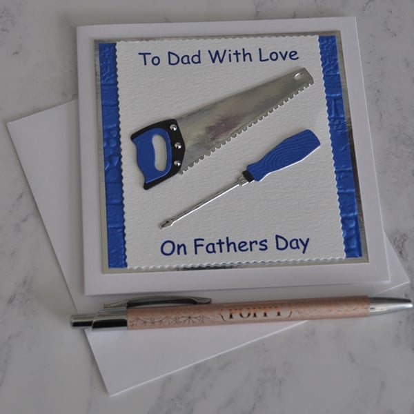 Father's Day Card DIY Tools Hand Saw Screwdriver To Dad With Love 3D Luxury
