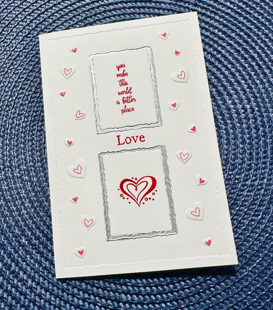  Birthday, Anniversary, engagement love embossed card, elegant and understated. 