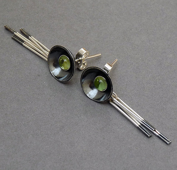 Sterling Silver Earrings with Peridot, E2