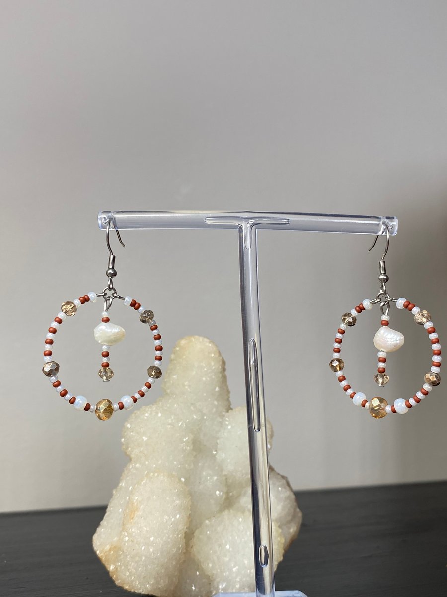 Penelope - Brown & Cream Earrings 