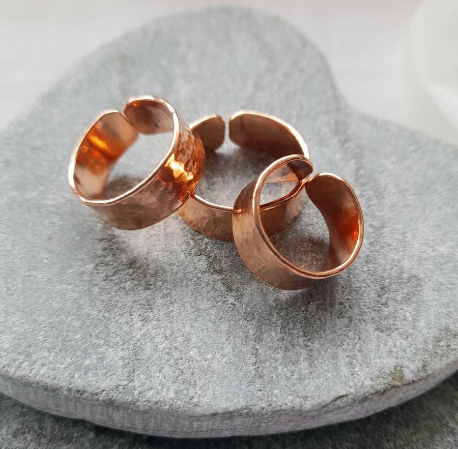 Copper Hammered Textured Handmade Ring 