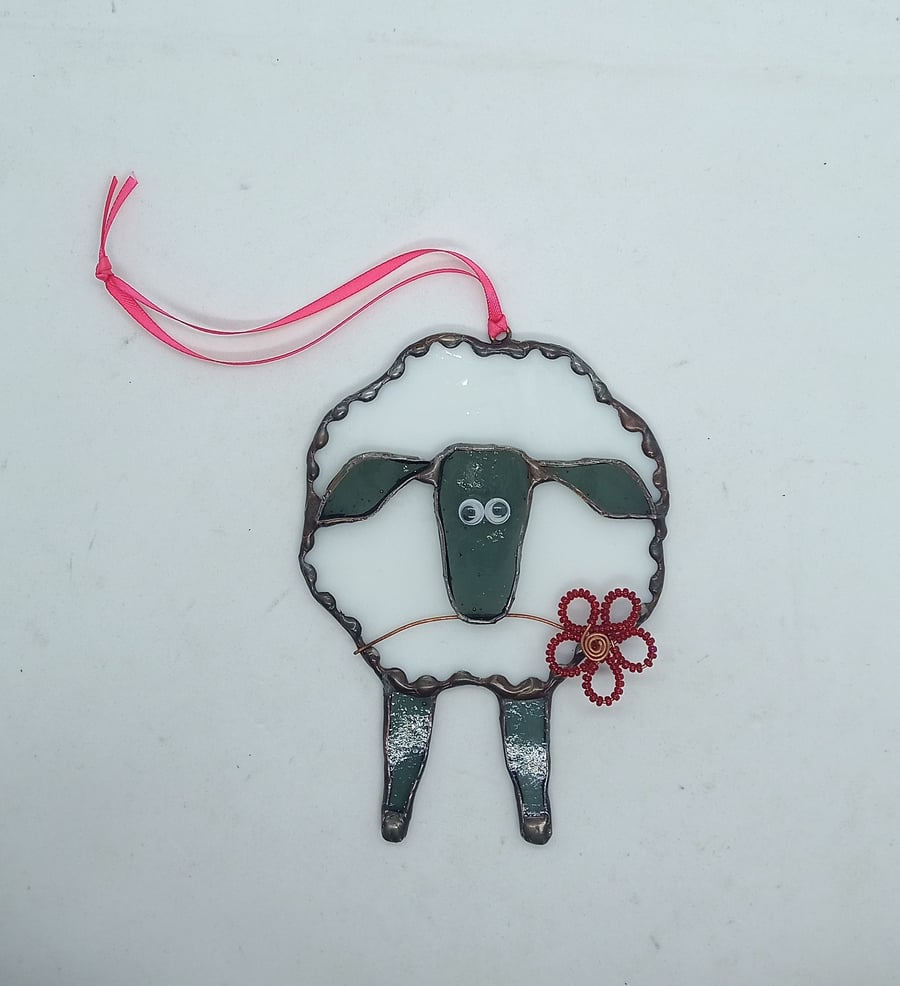 ' Baabara' stained glass sheep sun catcher hanging decoration