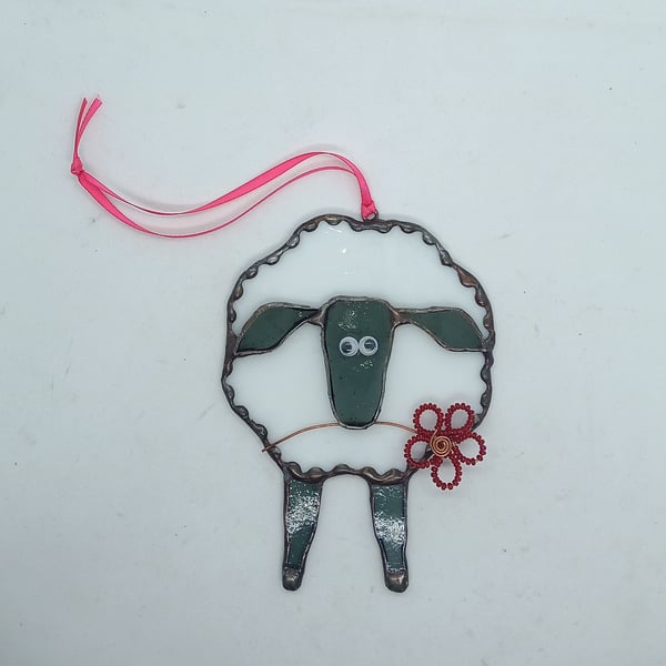 ' Baabara' stained glass sheep sun catcher hanging decoration