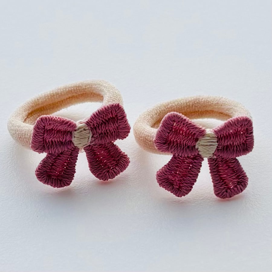 Mini Rose Pink Bow Hair bobbles 