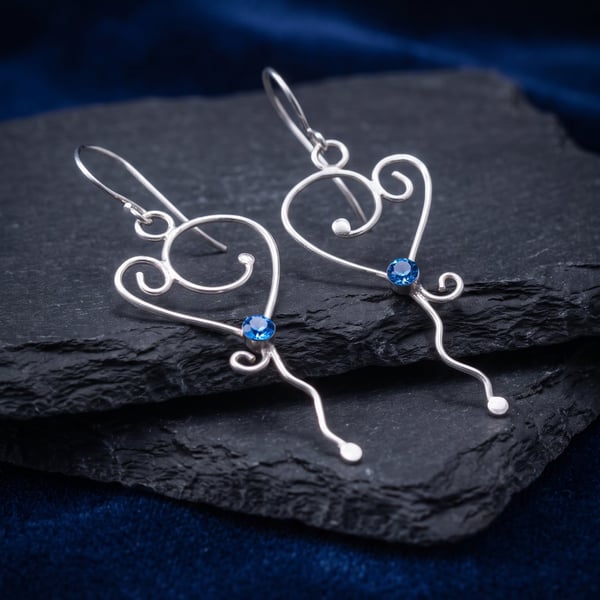 Sterling Silver Heart Cabochon Earrings - Gift Box - Stunning