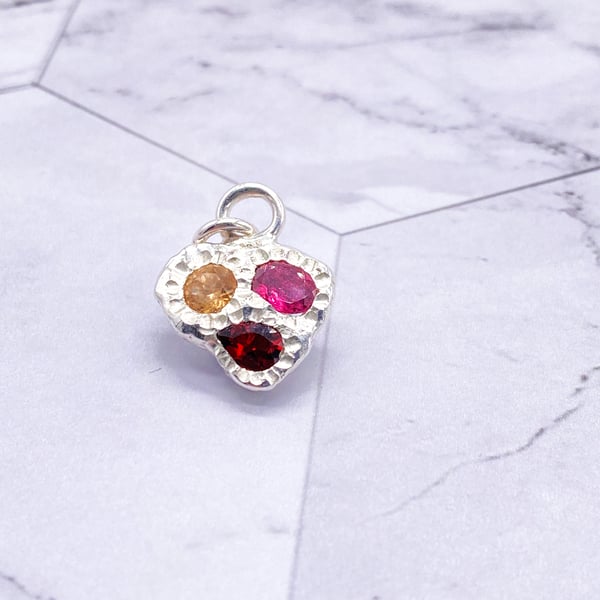 Madeira Citrine, Peach Garnet and Tourmaline Silver Pendant 